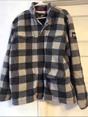 Neutral Black & Cream Plaid Lightweight Shirt Jacket